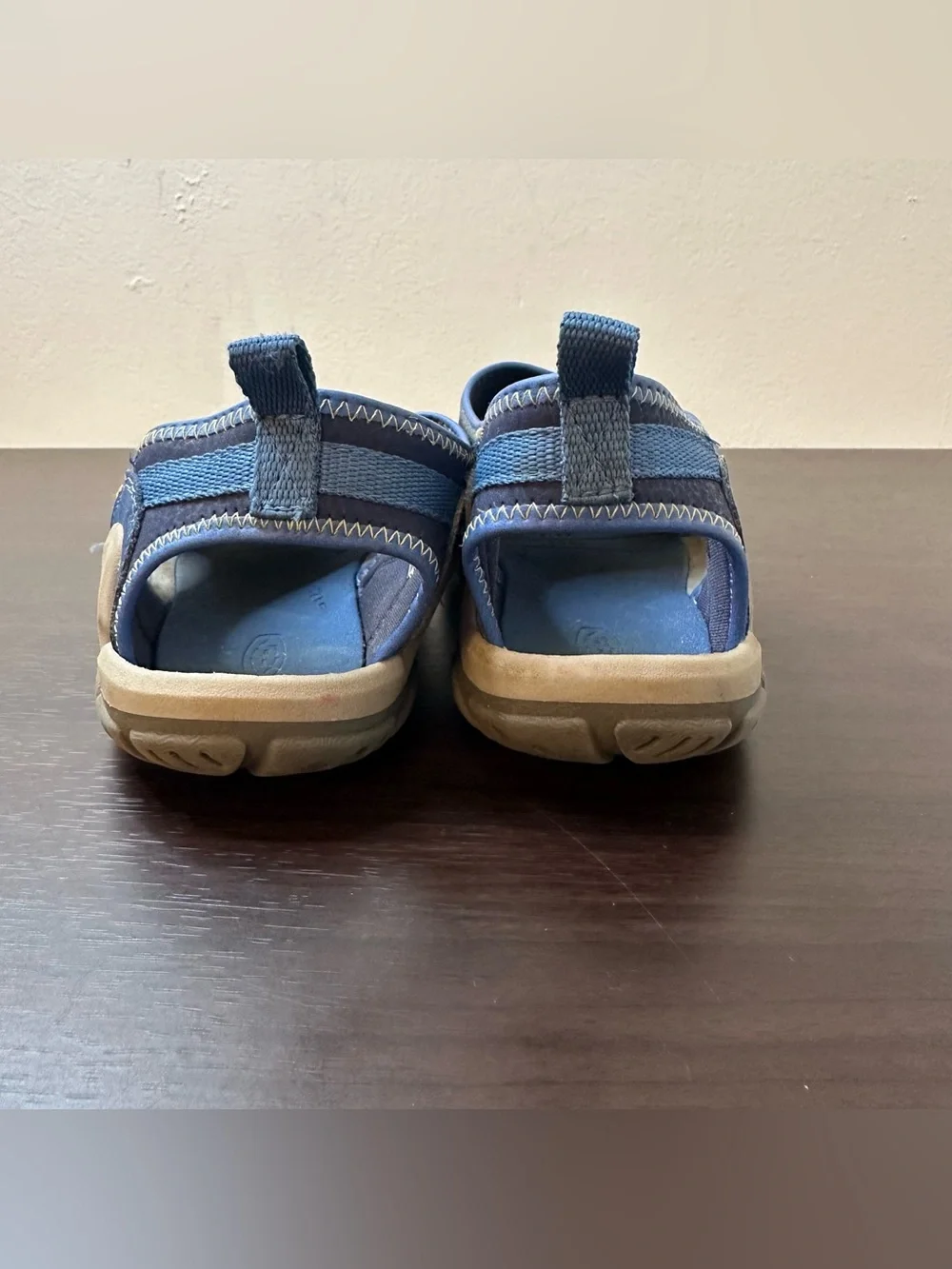 KEEN Knotch River OT Slip-On Sandals Blue Hook & Loop Adjustable Strap US 3 Kids